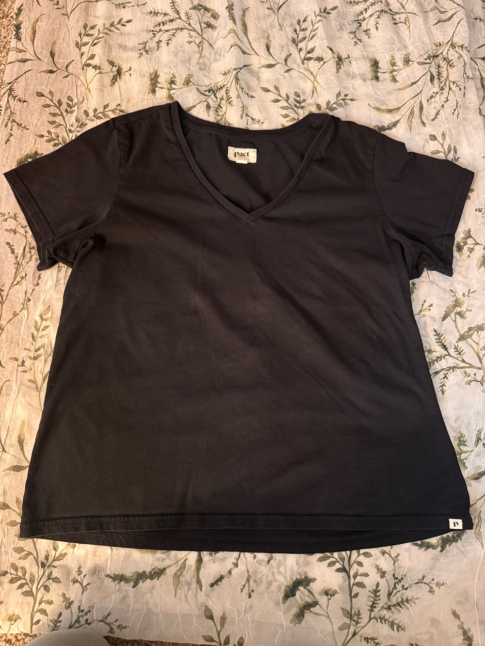 Pact Black V-Neck Tee Top